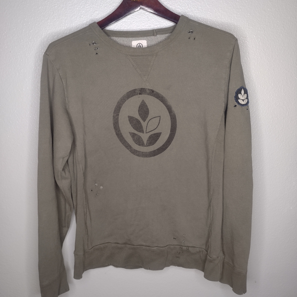 Olive Green Sweatshirt with Leaf Logo